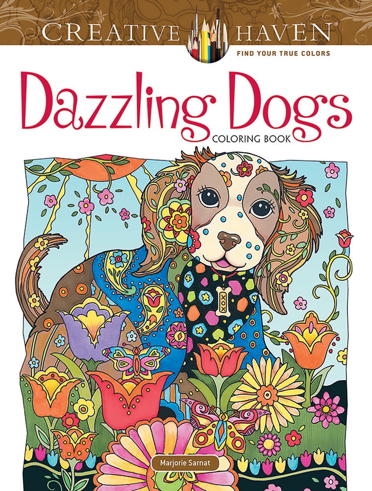 Book cover for Creative Haven Dazzling Dogs Coloring Book