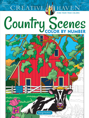 Book cover for Creative Haven Country Scenes Color by Number Coloring Book