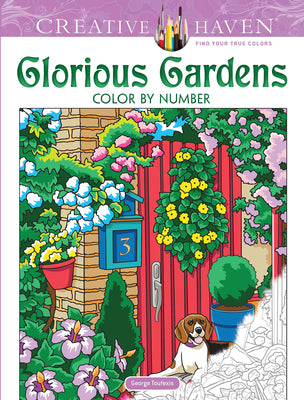 Book cover for Creative Haven Glorious Gardens Color by Number Coloring Book