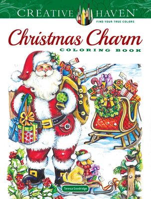 Book cover for Creative Haven Christmas Charm Coloring Book