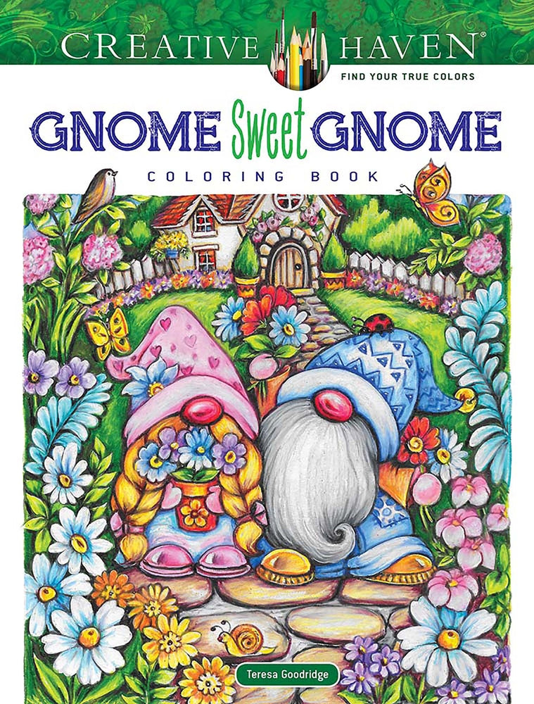 Book cover for Creative Haven Gnome Sweet Gnome Coloring Book