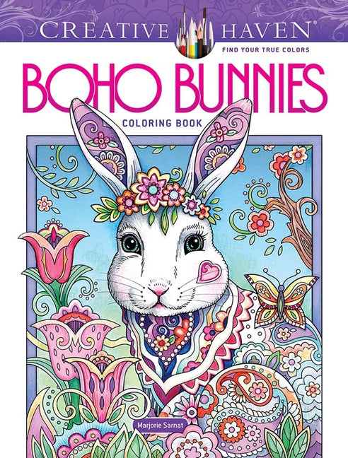 Book cover for Creative Haven Boho Bunnies Coloring Book