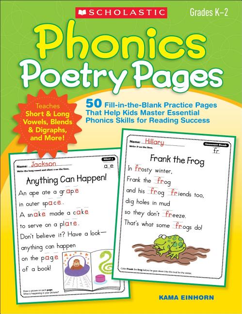 Book cover for Phonics Poetry Pages: 50 Fill-In-The-Blank Practice Pages That Help Kids Master Essential Phonics Skills for Reading Success