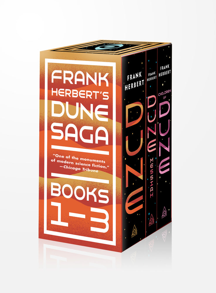 Book cover for Frank Herbert's Dune Saga 3-Book Boxed Set: Dune, Dune Messiah, and Children of Dune