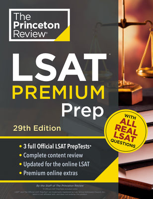 Book cover for Princeton Review LSAT Premium Prep, 29th Edition: 3 Real LSAT Preptests + Strategies & Review
