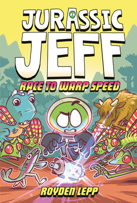 Book cover for Jurassic Jeff: Race to Warp Speed (Jurassic Jeff Book 2): (A Graphic Novel)