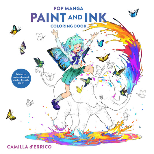 Book cover for Pop Manga Paint and Ink Coloring Book