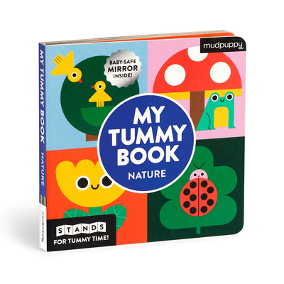 Book cover for My Tummy Book Nature: High-Contrast Fold-Out Book That Stands for Tummy Time, Baby-Safe Mirror Inside!