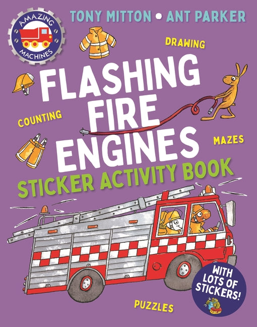 Book cover for Amazing Machines Flashing Fire Engines Sticker Activity Book