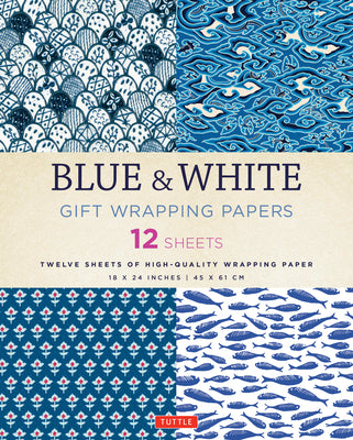 Book cover for Blue & White Gift Wrapping Papers - 12 Sheets: 18 X 24 Inch (45 X 61 CM) Wrapping Paper