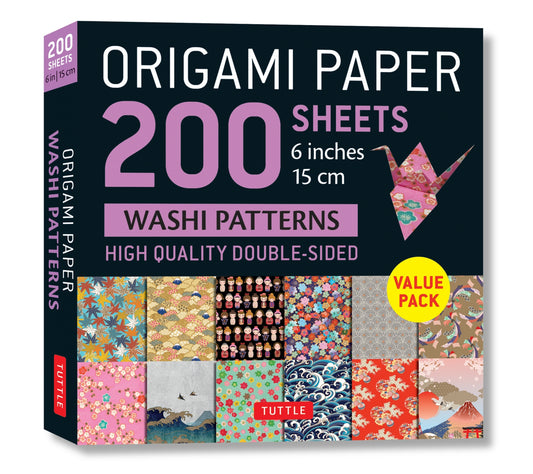 Book cover for Origami Paper 200 Sheets Washi Patterns 6 (15 CM): Tuttle Origami Paper: Double Sided Origami Sheets Printed with 12 Different Designs (Instructions f