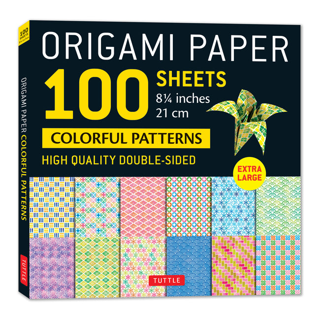 Book cover for Origami Paper 100 Sheets Colorful Patterns 8 1/4 (21 CM): Extra Large Double-Sided Origami Sheets Printed with 12 Different Color Combinations (Instru