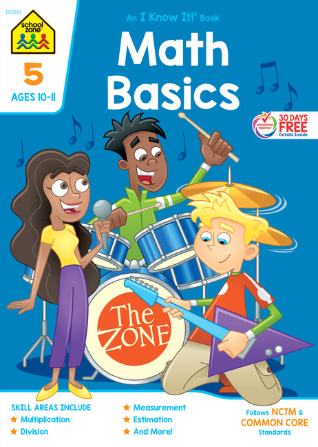 Book cover for School Zone Math Basics Grade 5 Workbook (Deluxe Workbook)