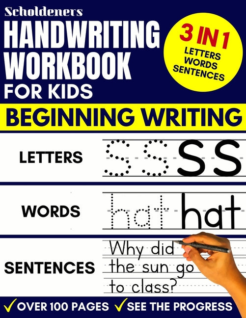 Book cover for Handwriting Workbook for Kids: 3-in-1 Writing Practice Book to Master Letters, Words & Sentences