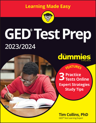 Book cover for GED Test Prep 2023/2024 for Dummies with Online Practice