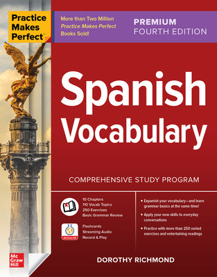 Book cover for Practice Makes Perfect: Spanish Vocabulary, Premium Fourth Edition
