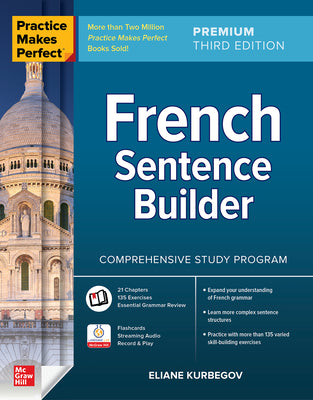 Book cover for Practice Makes Perfect: French Sentence Builder, Premium Third Edition
