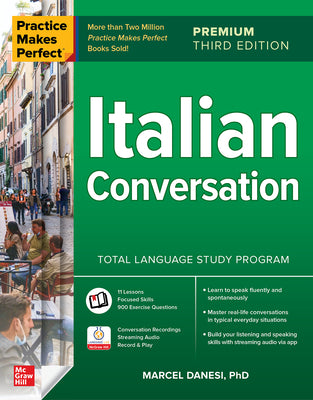 Book cover for Practice Makes Perfect: Italian Conversation, Premium Third Edition