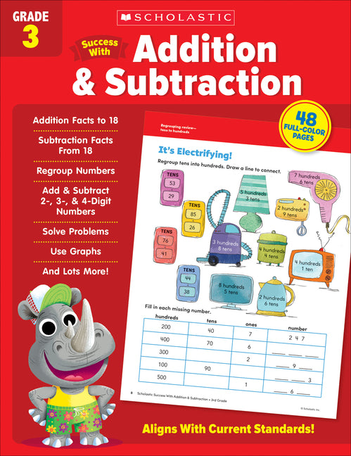 Book cover for Scholastic Success with Addition & Subtraction Grade 3 Workbook