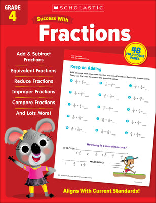 Book cover for Scholastic Success with Fractions Grade 4 Workbook