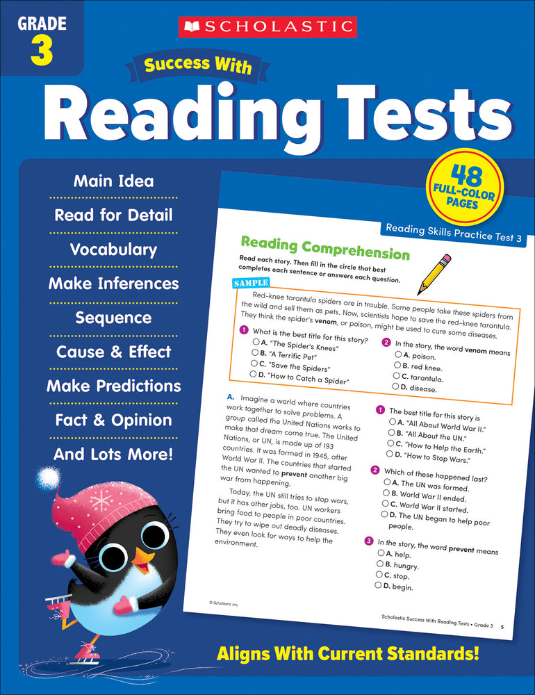 Book cover for Scholastic Success with Reading Tests Grade 3 Workbook
