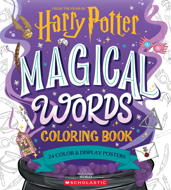 Book cover for Magical Words Coloring Book: 24 Color & Frame Posters (Harry Potter)