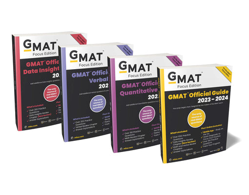 Book cover for GMAT Official Guide 2023-2024 Bundle, Focus Edition: Includes GMAT Official Guide, GMAT Quantitative Review, GMAT Verbal Review, and GMAT Data Insight