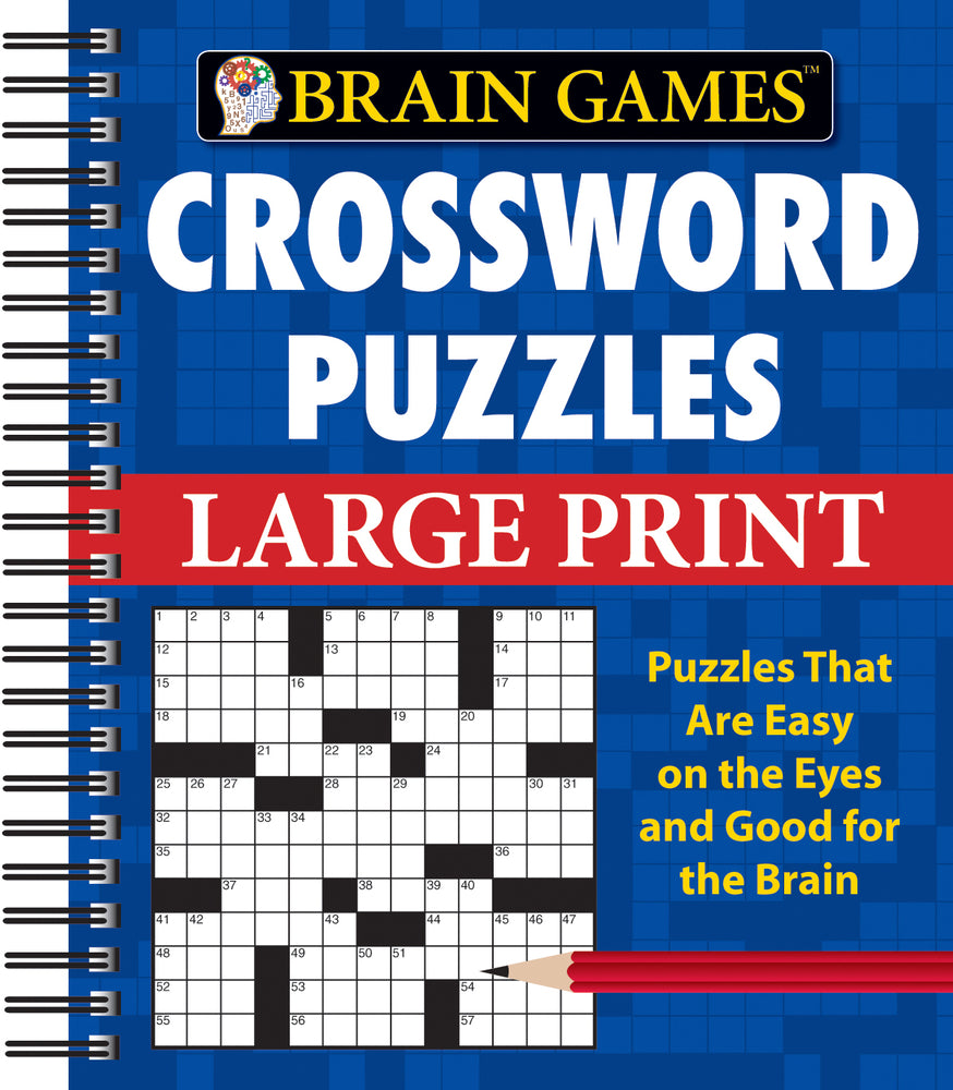 Book cover for Brain Games - Crossword Puzzles - Large Print (Blue)