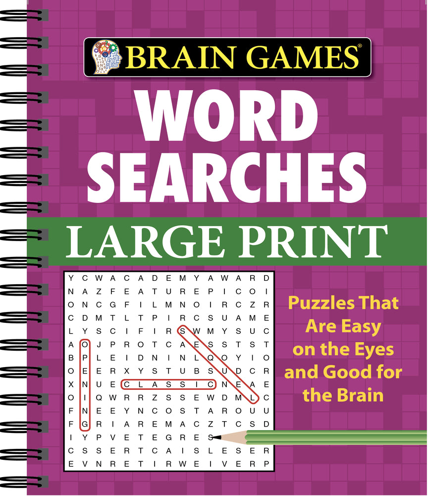 Book cover for Brain Games - Word Searches - Large Print (Purple)