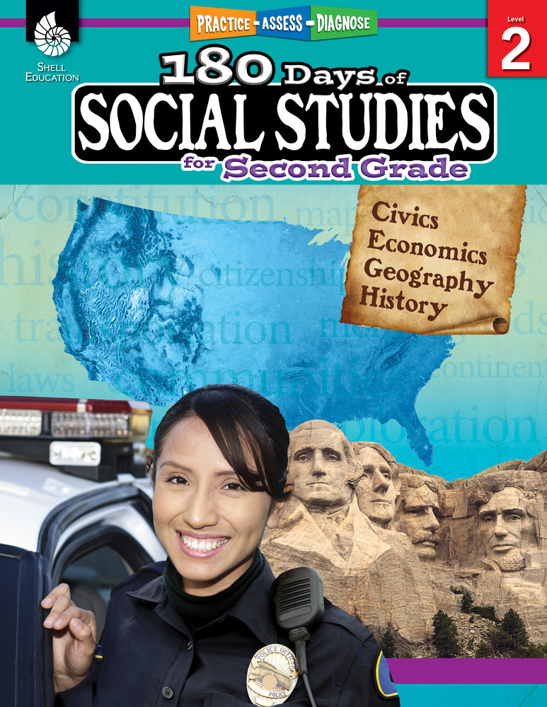 Book cover for 180 Days of Social Studies for Second Grade: Practice, Assess, Diagnose