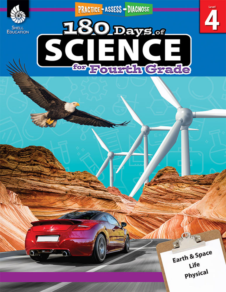 Book cover for 180 Days of Science for Fourth Grade: Practice, Assess, Diagnose