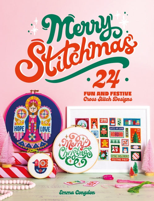 Book cover for Merry Stitchmas: 24 Fun and Festive Cross Stitch Designs