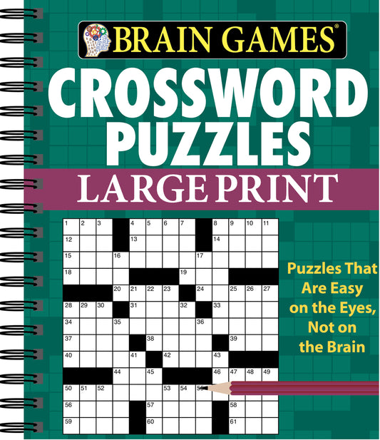 Book cover for Brain Games - Crossword Puzzles - Large Print (Green)