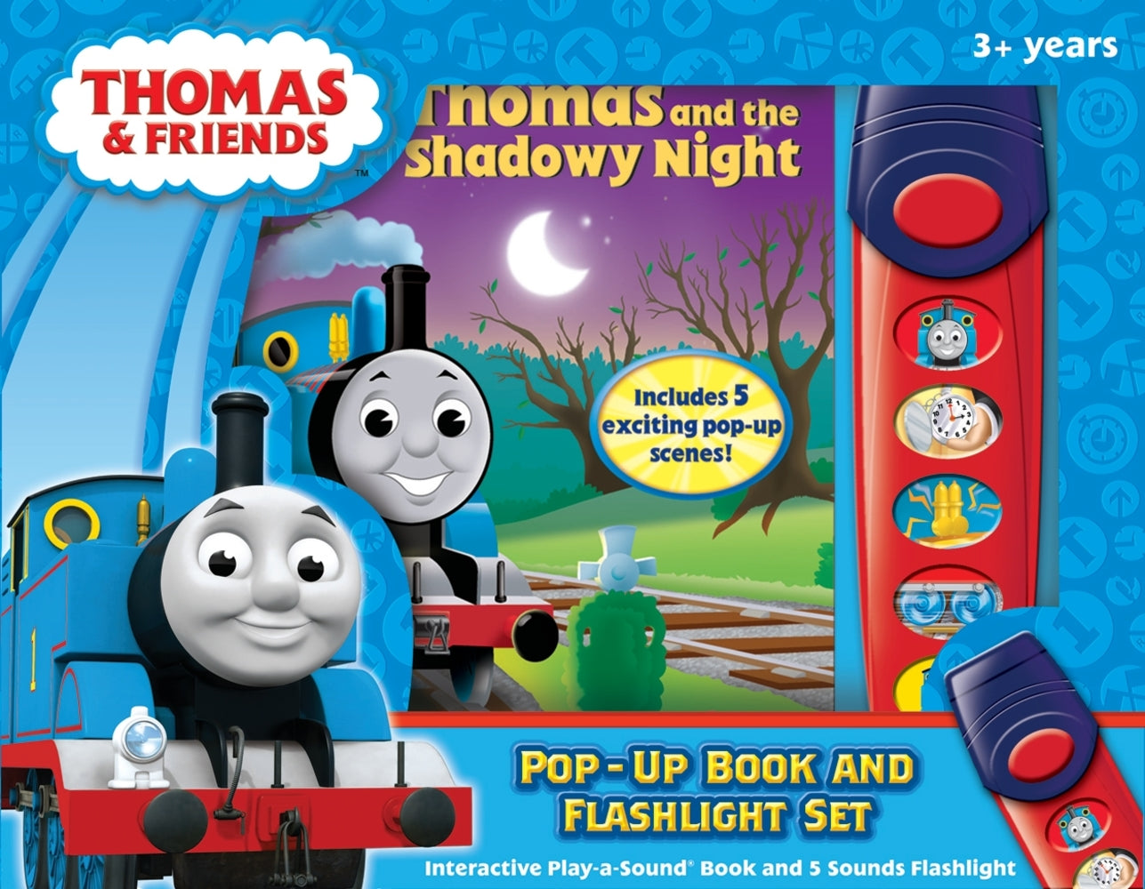 Book cover for Thomas & Friends: Thomas and the Shadowy Night Pop-Up Book and 5-Sound Flashlight Set [With Flashlight and Battery]