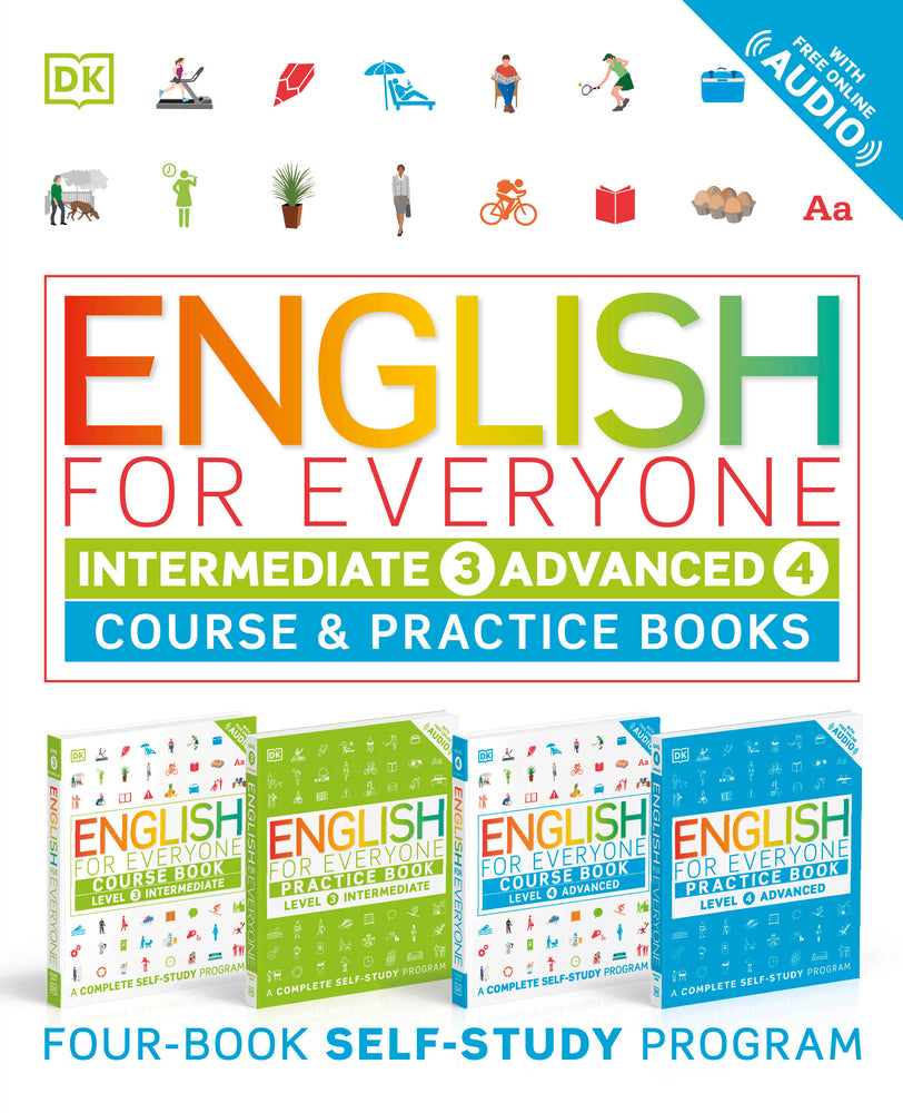 Book cover for English for Everyone: Intermediate and Advanced Box Set: Course and Practice Books--Four-Book Self-Study Program
