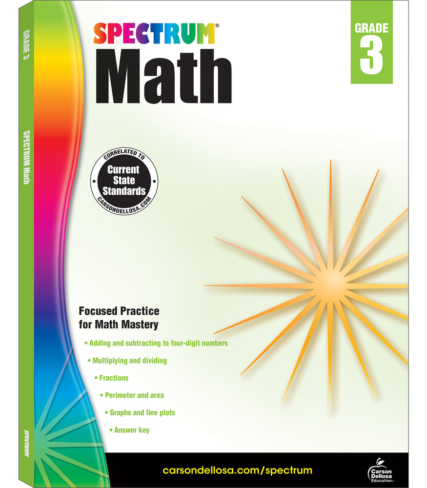 Book cover for Spectrum Math Workbook, Grade 3