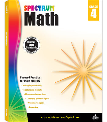 Book cover for Spectrum Math Workbook, Grade 4