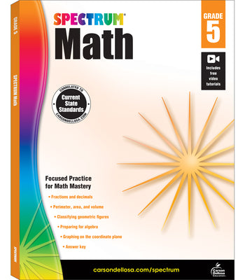 Book cover for Spectrum Math Workbook, Grade 5