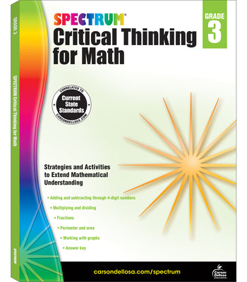 Book cover for Spectrum Critical Thinking for Math, Grade 3