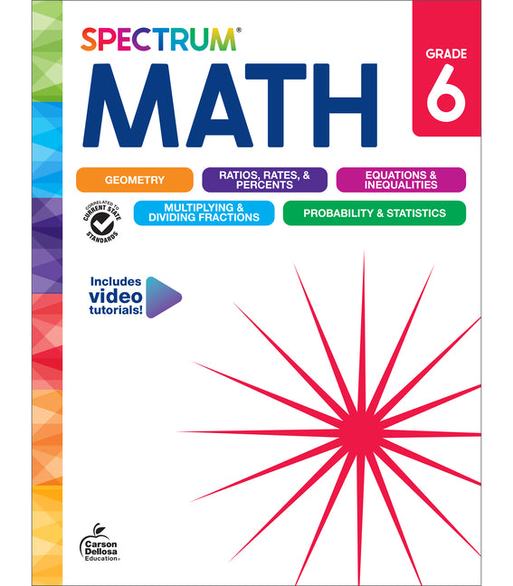 Book cover for Spectrum Math Workbook, Grade 6