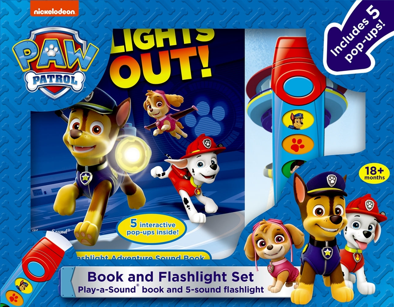 Book cover for Nickelodeon Paw Patrol: Lights Out! Book and 5-Sound Flashlight Set [With Flashlight and Battery]