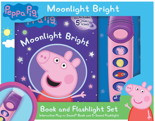Book cover for Peppa Pig: Moonlight Bright Book and 5-Sound Flashlight Set [With Flashlight and Battery]