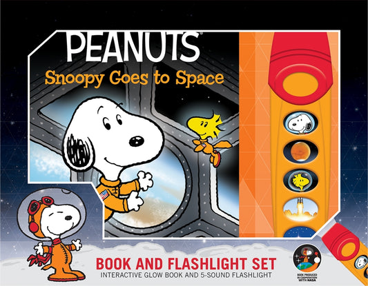 Book cover for Peanuts: Snoopy Goes to Space Book and 5-Sound Flashlight Set [With Flashlight and Battery]