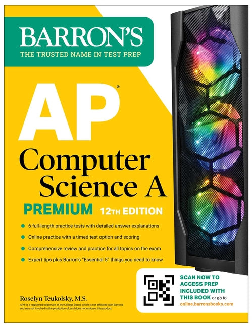 Book cover for AP Computer Science a Premium, 2024: 6 Practice Tests + Comprehensive Review + Online Practice
