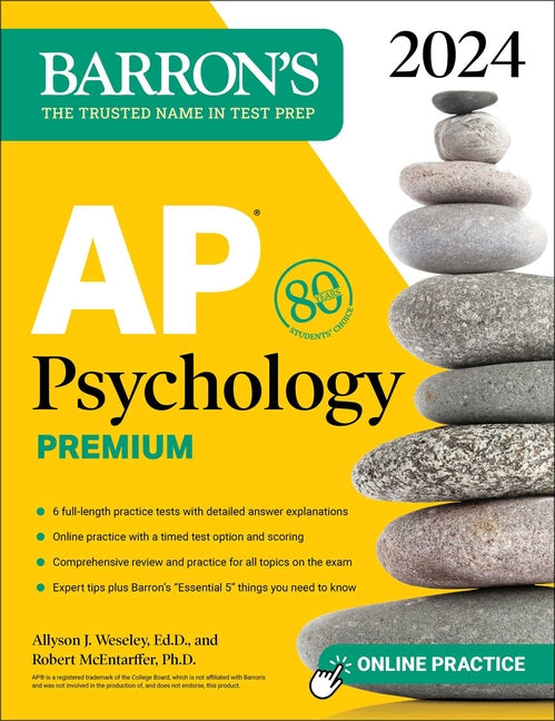 Book cover for AP Psychology Premium, 2024: Comprehensive Review with 6 Practice Tests + an Online Timed Test Option