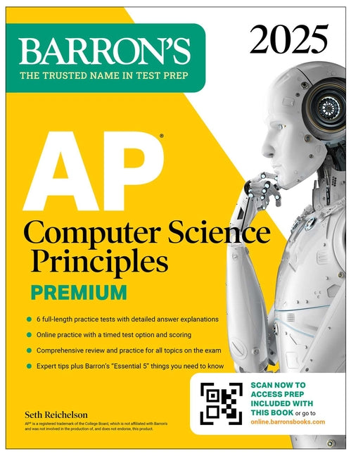 Book cover for AP Computer Science Principles Premium, 2025: Prep Book with 6 Practice Tests + Comprehensive Review + Online Practice
