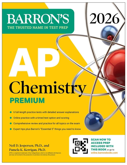 Book cover for AP Chemistry Premium, 2026: Prep Book with 6 Practice Tests + Comprehensive Review + Online Practice