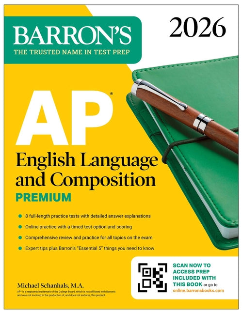 Book cover for AP English Language and Composition Premium, 2026: Prep Book with 8 Practice Tests + Online Practice