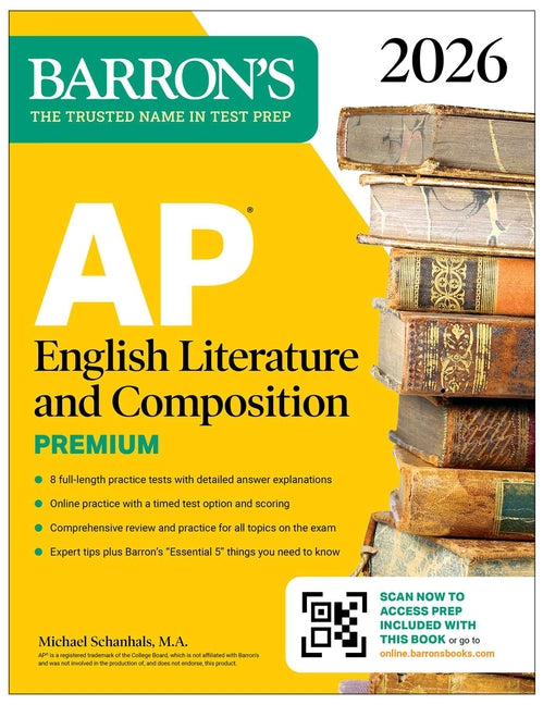 Book cover for AP English Literature and Composition Premium, 2026: Prep Book with 8 Practice Tests + Online Practice