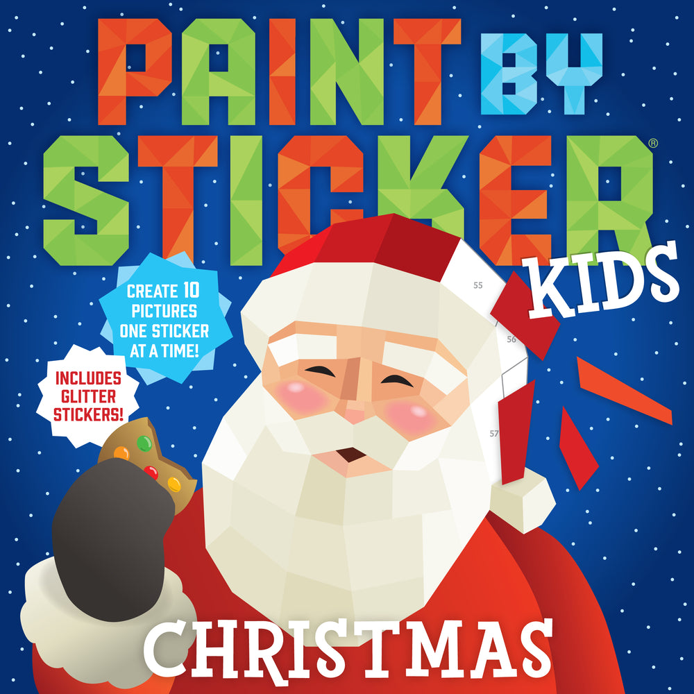 Book cover for Paint by Sticker Kids: Christmas: Create 10 Pictures One Sticker at a Time! Includes Glitter Stickers